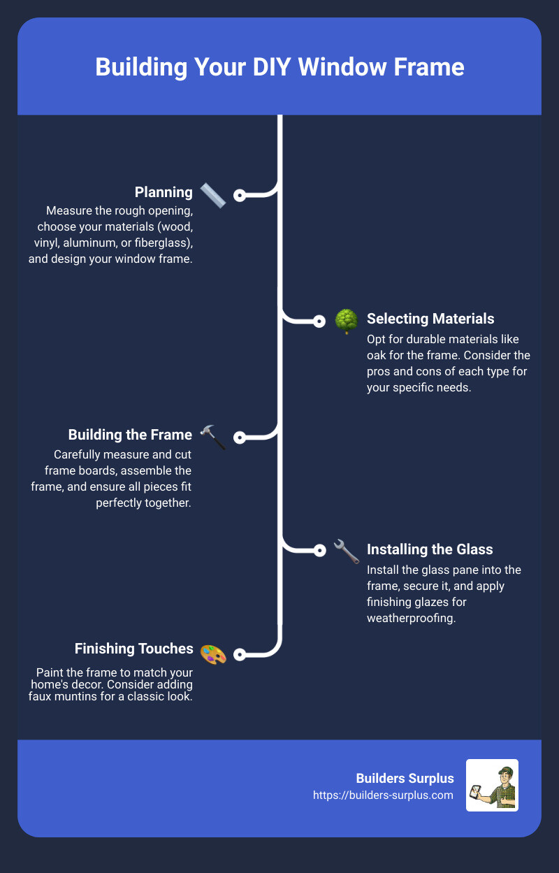 Step-by-step guide on building a DIY window frame - diy window frame infographic infographic-line-5-steps