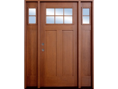 6-Lite Craftsman Mahogany Fiberglass Door