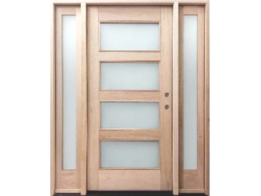 Mahogany Contemporary Horizontal 4 Lite Door $1,399