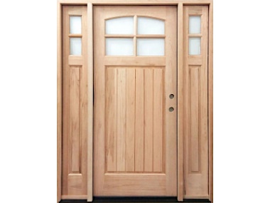 Mahogany 4 Lite Arch Top Craftsman Door