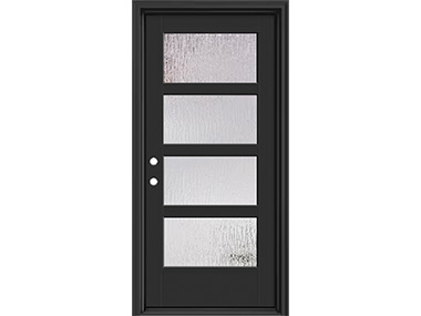 Malden 4-Lite Rain Glass Smooth Black Door $759