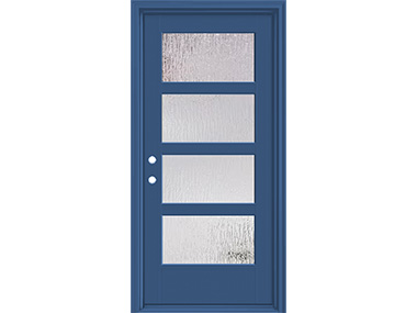 Malden 4-Lite Rain Glass Smooth Blue Door